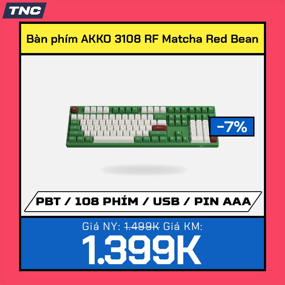 Bàn phím AKKO 3108 RF Matcha Red Bean (AKKO cs switch - Haze Pink)